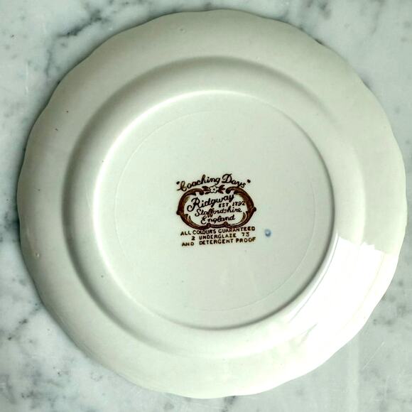 Ridgway Staffordshire Coaching Days Plate Vintage Brown Transferware 7.5” - Picture 2 of 9
